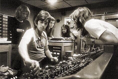 Alan Parsons and Pink Floyd during the recording of Dark Side Of The Moon, 1972