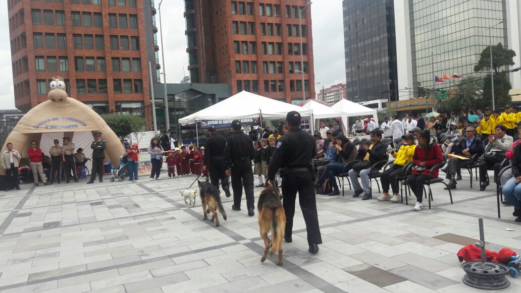 PoliciaEcuador's tweet photo. En la planada de la plataforma gubernamental #DMQ se realizó la feria de seguridad "Unidos por la Seguridad"  dando a conocer los servicios a los que puede acceder la ciudadanía #DistEEspejo https://t.co/t0NYPWwkj2