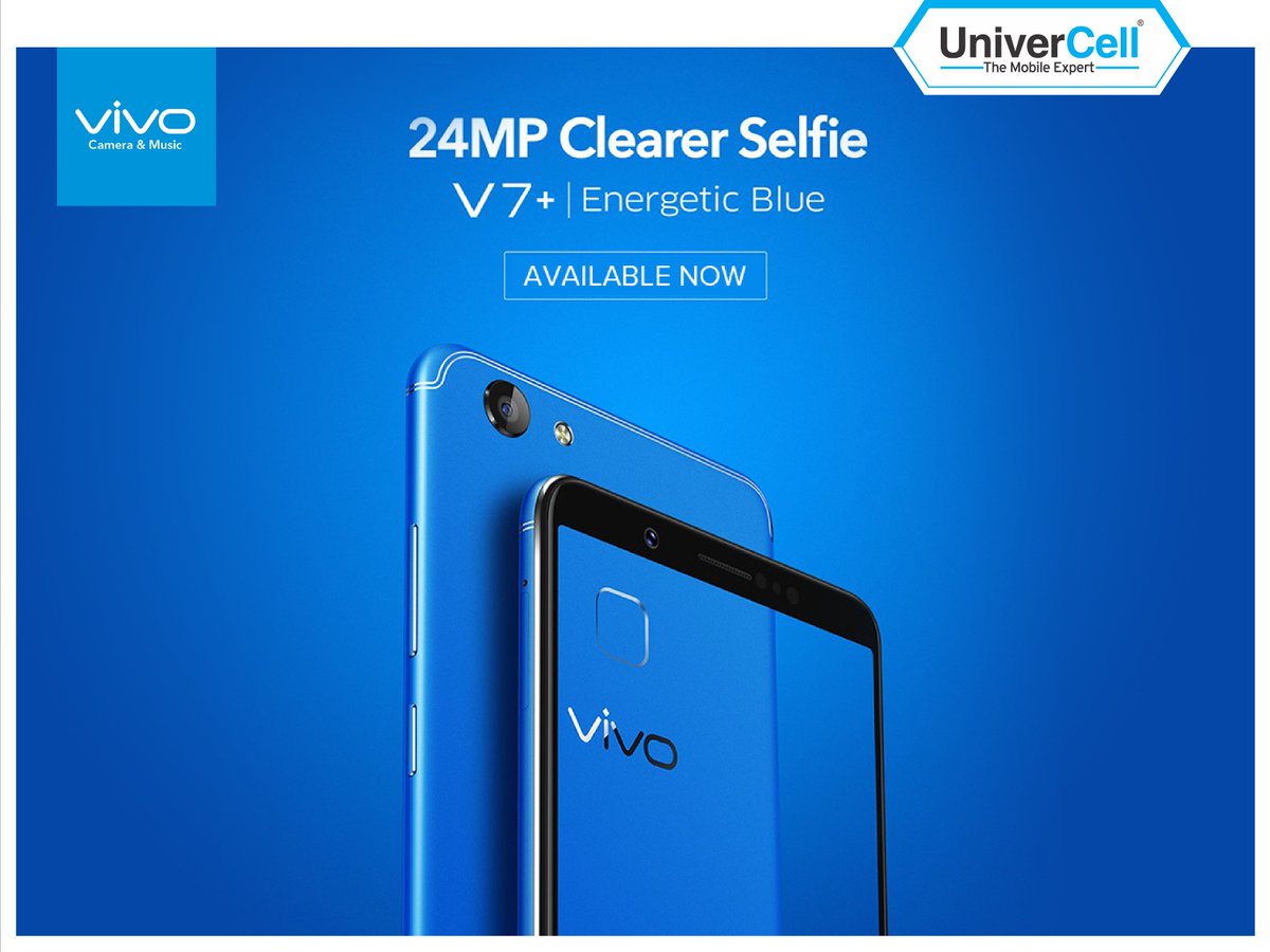 UniverCell's tweet photo. Packed with impressive features, the Energetic Blue #VivoV7Plus is Available Now in #UniverCell
#VivoIndia #EnergeticBlue https://t.co/KxDY7EEfHW