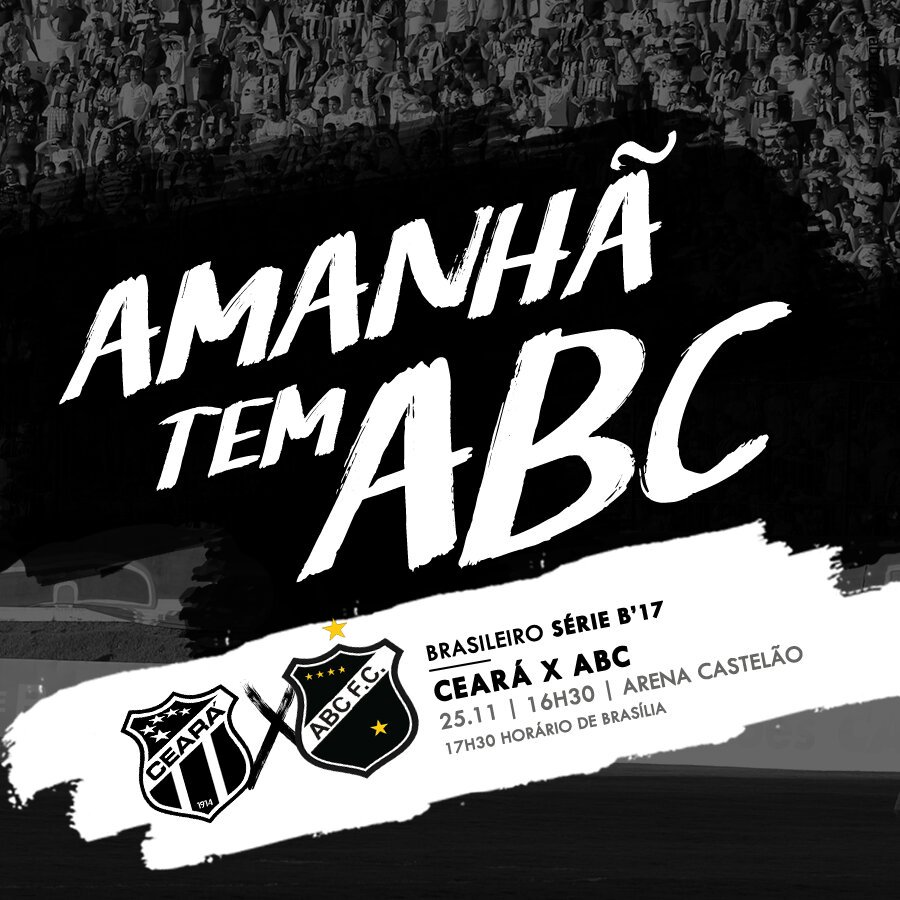 ABCFC's tweet photo. ⛿#SempreABC | BORA, ABC!

#CearáxABC
🗓 Sábado [25]
🏟 Castelão
⏲ 16h30 [Horário local]

#SerásSempreOMaisQuerido https://t.co/mZTcGDywba