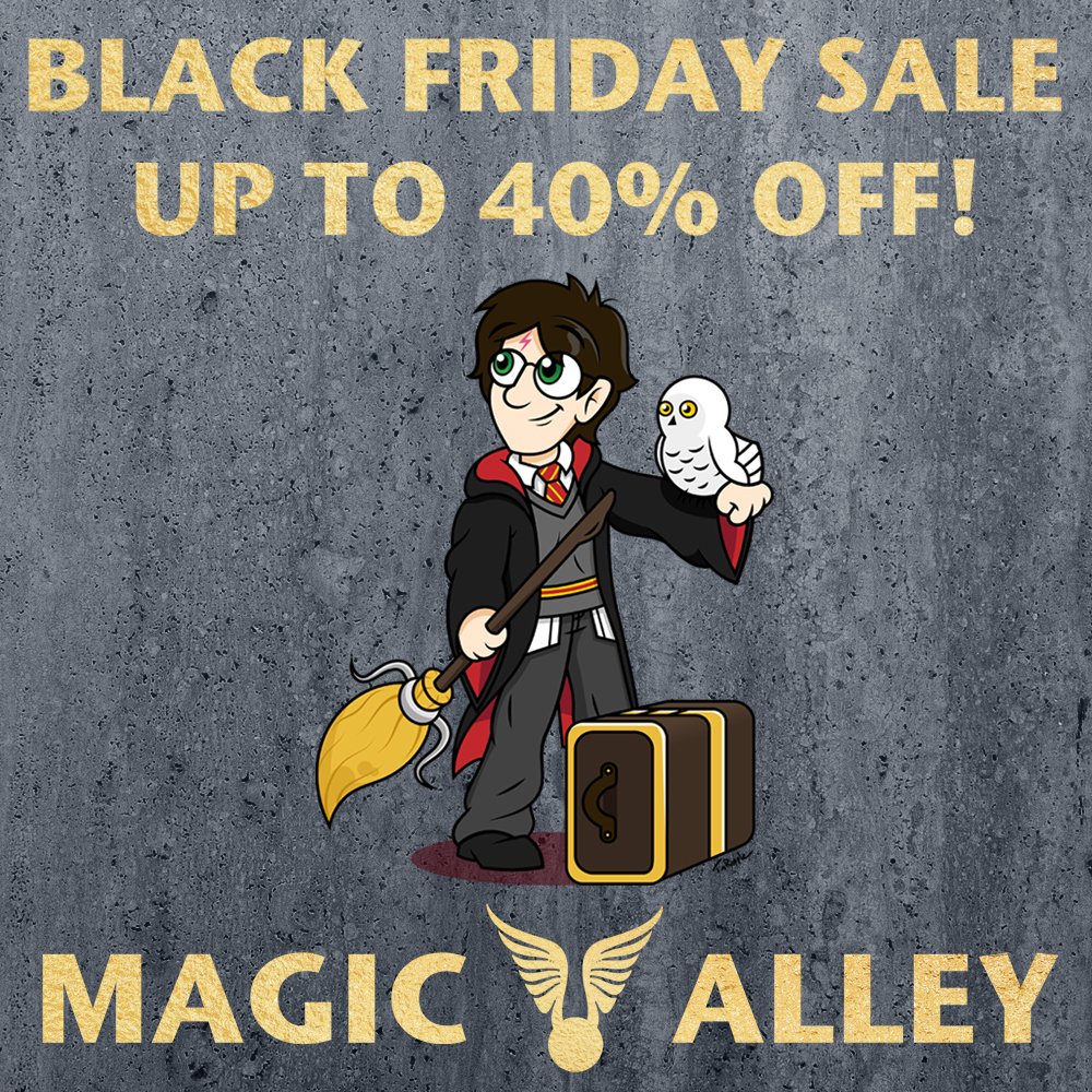MagicAlleyUK's tweet photo. Our Harry Potter Black Friday sale runs until midnight on Sunday! All our Harry Potter products are on sale, with up to 40% off their RRP! Once products sell out, they're gone 😱 https://t.co/aXhNSMk0aP #harrypotter #BlackFriday #BlackFridayDeals https://t.co/wcn70VeH8f