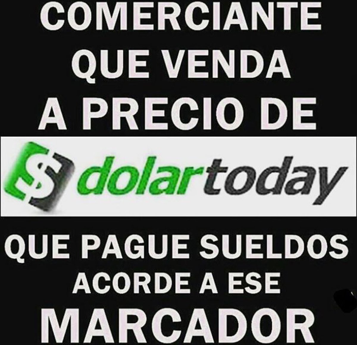 EmilioRocaNegra's tweet photo. Es una manguangua vender a dolar today pero pagar sueldos en bolivares!!!Comerciantes que venden su mercancia con base al dolar today deberian pagar salarios a sus trabajadores tambien al mismo dolar.  https://t.co/CVx1na5tqK