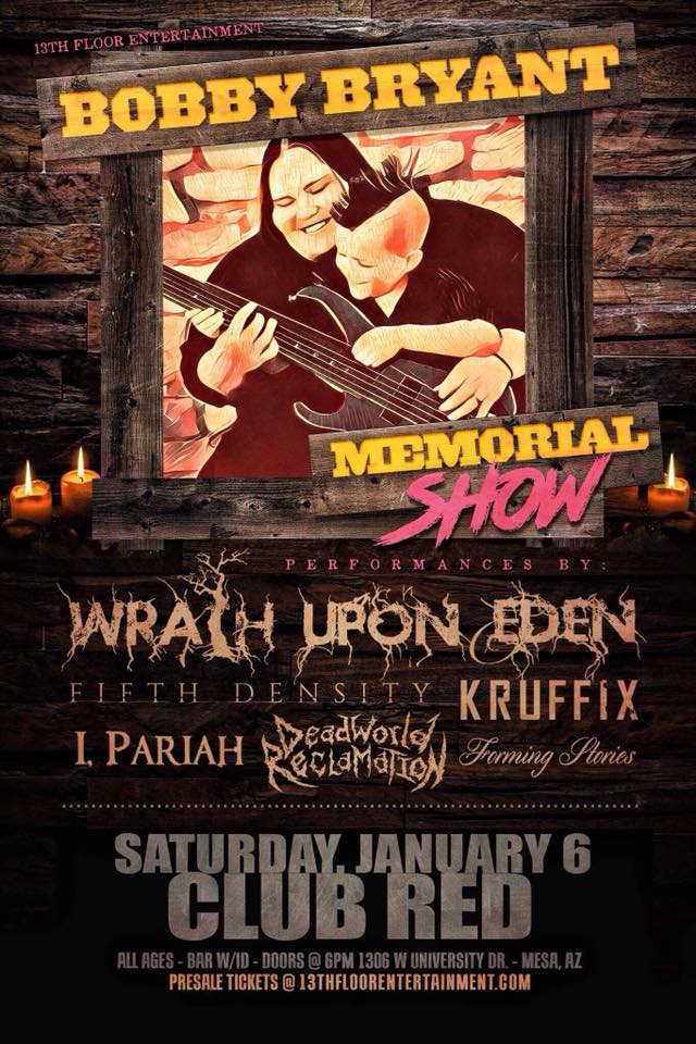 WrathUponEden's tweet photo. In honor of our late brother Bobby, we return in January! All money earned will go to Bob's family! Buy tickets here! $10. https://t.co/ODNCOxElBZ #ForBobby #PayPal #WrathUponEden #FifthDensity #Kruffix #IPariah #DeadWorldReclamation #FormingStories https://t.co/oReUvBoMkI