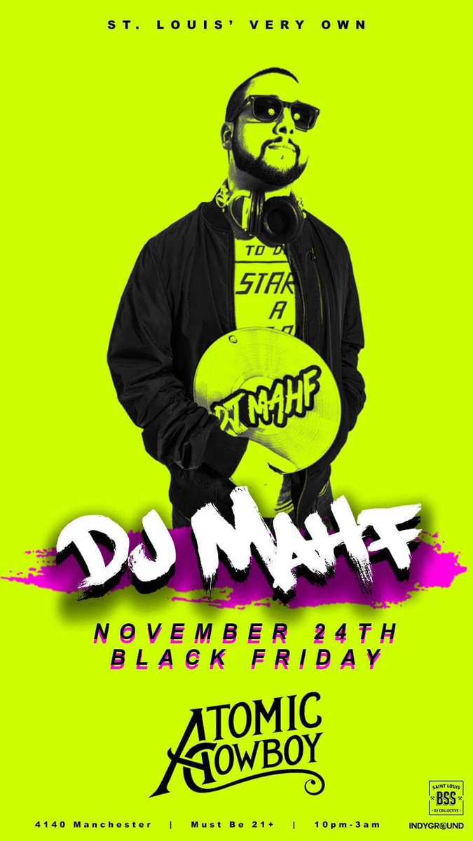 Black Friday jams @atomiccowboystl later tonight!! If you have friends and family in town looking to party this is the spot.