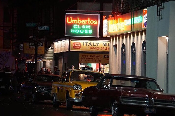 Irishman_Movie's tweet photo. The clock was turned back to 1972 when the “whacking” of Joe Gallo was recreated on the set of #TheIrishman! #IrishmanMovie https://t.co/I9ISrePGwi