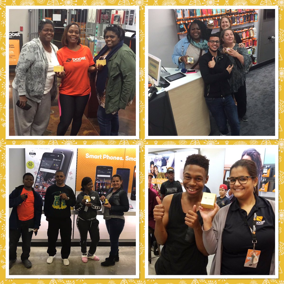 SpgConiglio's tweet photo. Black Friday Smart watch winners at Zeen Wireless @nolaspg @alexiaautin https://t.co/pYMDYy6mJS