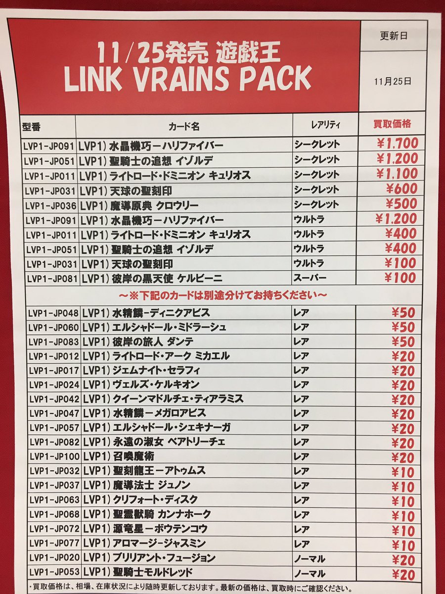 Hobbymarketさとう على تويتر 遊戯王 Linkvrainspack 買取価格速報 10 30 ハリファイバー 1700 イゾルデ 10 キュリオス 1100 など 店頭 ネット買取共通 T Co Rp4nhe3qbj