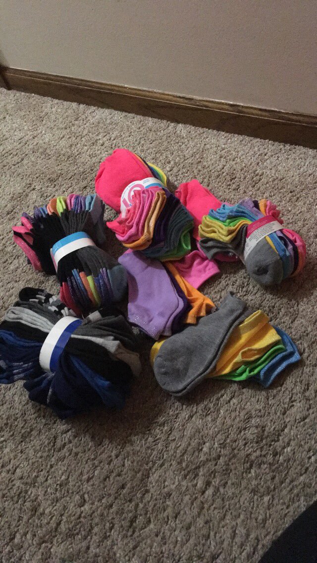 MissBaillee's tweet photo. When I go Black Friday shopping- I buy all the sock, because daughters. 😩😂🤷🏼‍♀️🤷🏼‍♀️ #daughters #girlmom #BF2017 #thestruggleisreal #somanyfeet 👧🏼👱🏻‍♀️👱🏻‍♀️👩🏼 https://t.co/nNpaqGC9OM