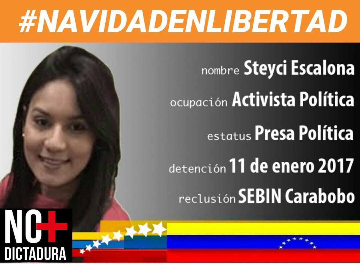 LiderHumano's tweet photo. Quien nunca tuvo que haber estado detenida, porque es INOCENTE, @steyciescalona después de más de 10 meses de injusto encarcelamiento por esta dictadura, es puesta en libertad bajo medidas cautelares. https://t.co/rCqKVHRo4e