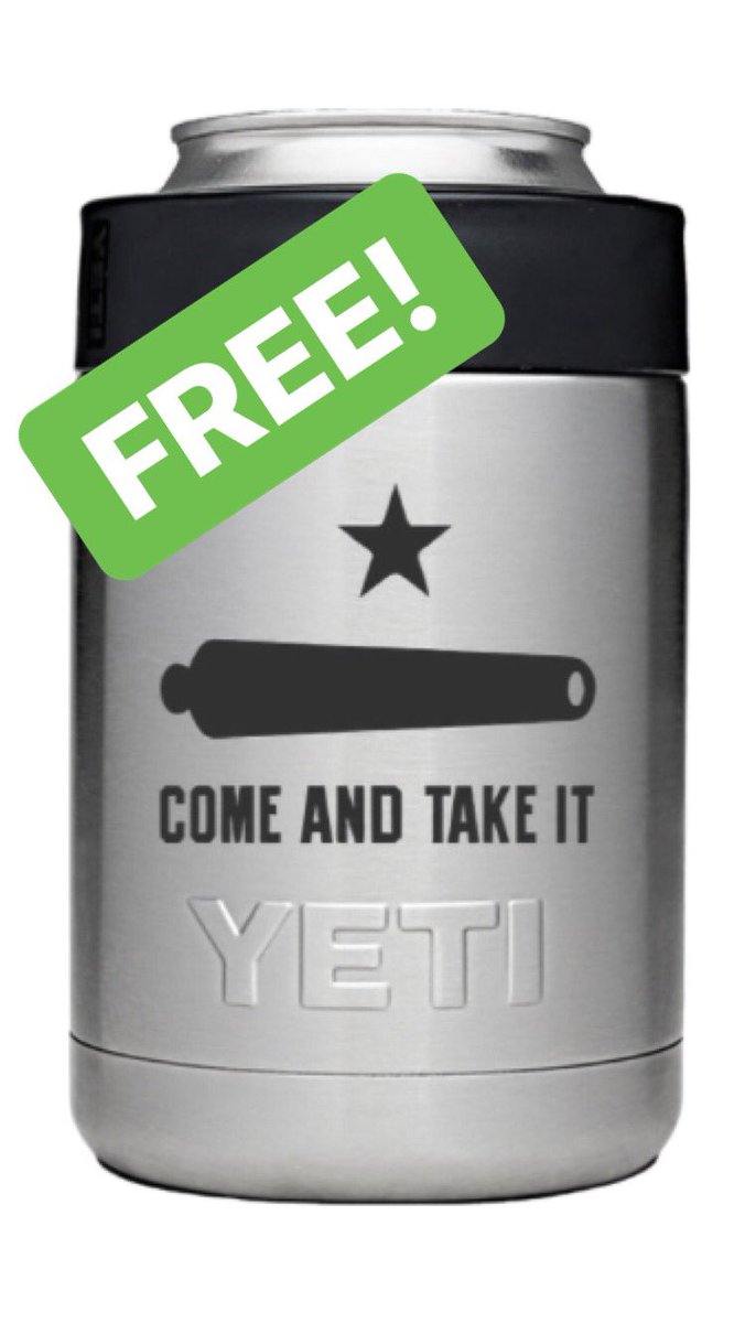 We’re giving out a free custom Yeti Colster with the Sockwork logo on one side and the Come And Take It Canon on the other! ✊Makes a great gift! A $45 value! To enter, find our post on Instagram: @sockworksocks