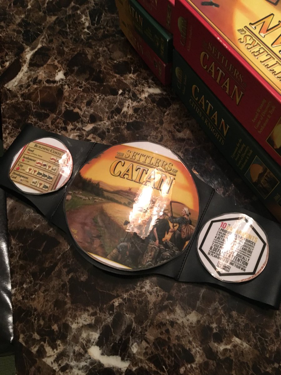 I am the Teahon Family Catan Champ! Championship belt is living with me now!!#settlersofcatan #family