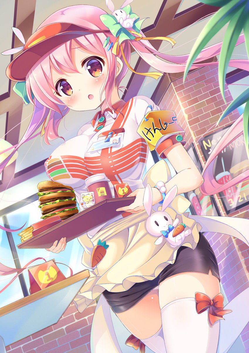 PreciousImouto's tweet photo. She's great at being a waiter. 
She really brings a lot to the table. https://t.co/g7o3Z83DNy