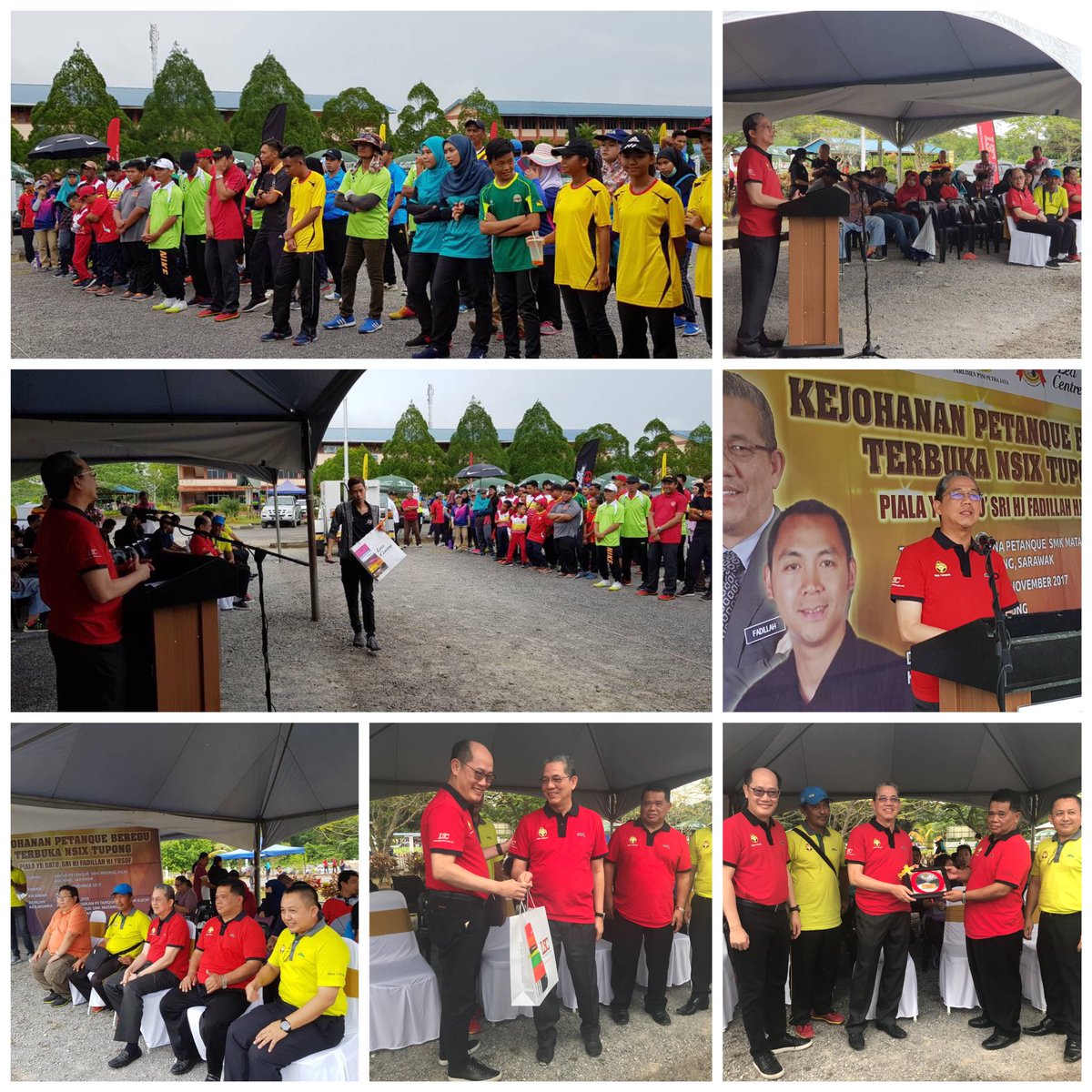 MisiahTaib's tweet photo. Sekitar perasmian Kejohanan Pentaque Terbuka NSix Tupong oleh YBM @MOWorks @PetraJayaMP di SMK Matang Hilir pagi ini #P194 #NSIX https://t.co/29D0JVocKv