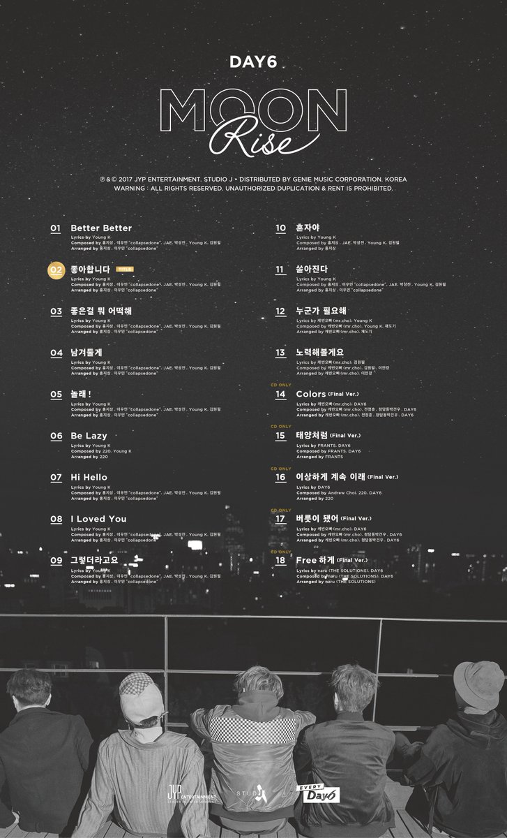 day6official's tweet photo. DAY6 <MOONRISE>Tracklist

#DAY6 #EveryDAY6
#MOONRISE #좋아합니다 
#JYP https://t.co/ShbvIfypLG