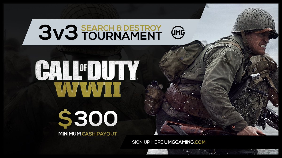 UMGGaming's tweet photo. Find two others and meet in the trenches for our $300 minimum 3v3 1nD Search and Destroy at 1am eastern. https://t.co/fn8WKKKKMX https://t.co/T0meuWPeFq