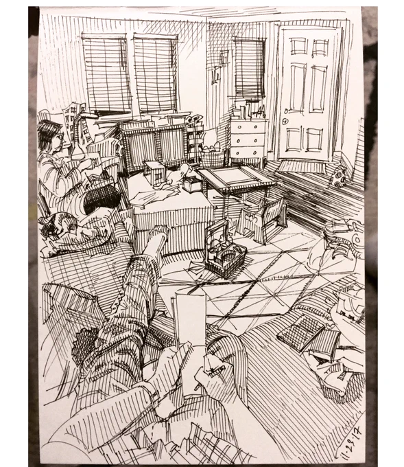 Living room, post-Thanksgiving meal. 