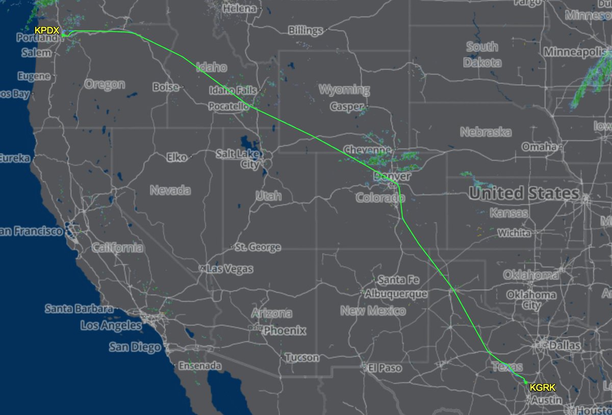 SportsAviation's tweet photo. .@LinfieldFB down to #UMHB for #D3FB Playoffs Saturday
PDX ➡️ GRK    
WAL522 | N804WA | MD83
⏱️3:01
🛬5:04p.
🏁1,756 Miles (1,666 Direct)
📡https://t.co/1ppI6s5hAV
#Linfield #LinfieldFB #RollCats #D3Playoffs #D3Football https://t.co/iuTkkYWLke