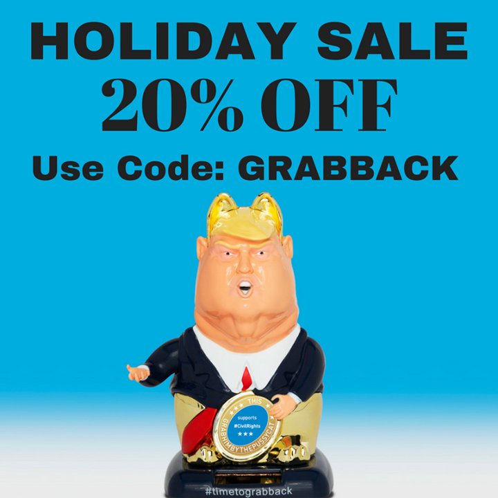 timetograbback's tweet image. #BlackFriday is in full effect on our website. Support your favorite cause and get 20% off your purchase using the code: GRABBACK. #TimeToGrabBack #NoveltyItem #Trump #ActionFigure #Politics #Democracy #Activist
