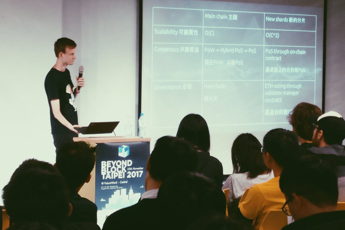 ev_jpeg's tweet photo. @VitalikButerin @futureward_cent @eth_classic "The goal is to be able to process @Visa level transactions with nothing but consumer laptops" - @VitalikButerin #BeyondBlockTaipei https://t.co/odoF5zOpUp