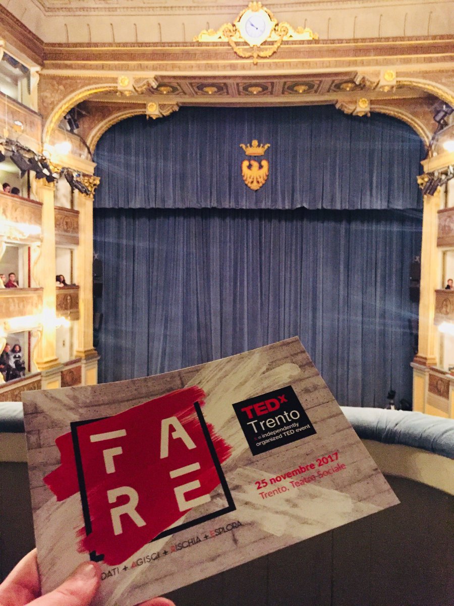 nicocappelletti's tweet photo. Fidati, Agisci, Rischia, Esplora | ultimi istanti e calerà il sipario di @TEDxTrento #tempodifare | in bocca al lupo a tutto il team di #TEDxTrento e allo #IUSVEsocialTEAM https://t.co/3Egv92olxf