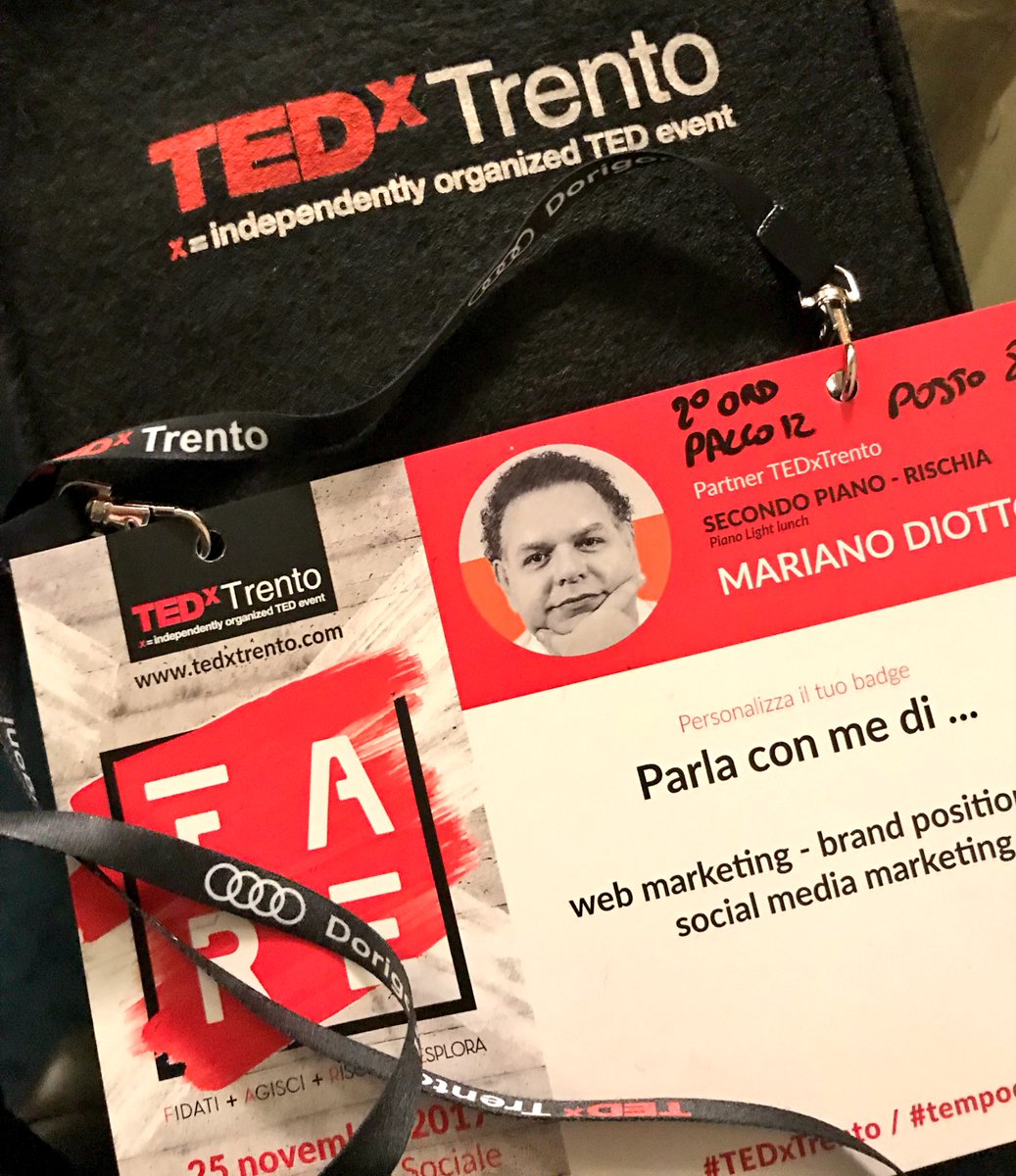 marianodiotto's tweet photo. Ci siamo anche qui! #tedxtrento riuscirà a stupirci con il suo #tempodiFare ? | #webmarketing #socialmediamarketing #brandpositioning #digitalmarketing https://t.co/n7uQsUUb7r