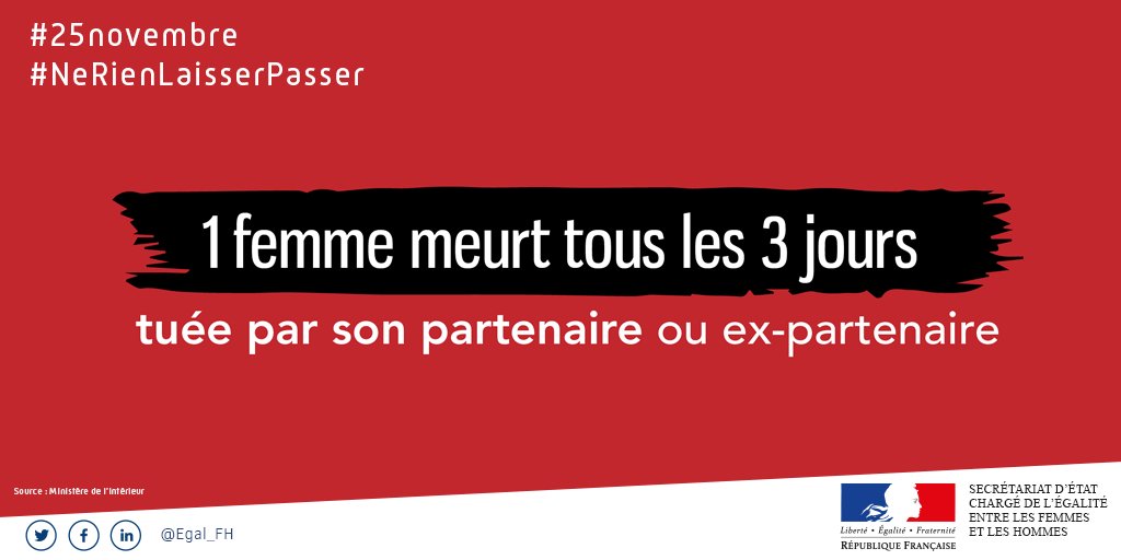 egalite_gouv's tweet photo. [#25novembre] 1 femme en meurt tous les 3 jours
Face aux violences conjugales, nous sommes tous concernés.
➕ d'infos sur https://t.co/LjtoiGfbsA https://t.co/CHHwktuCAY
