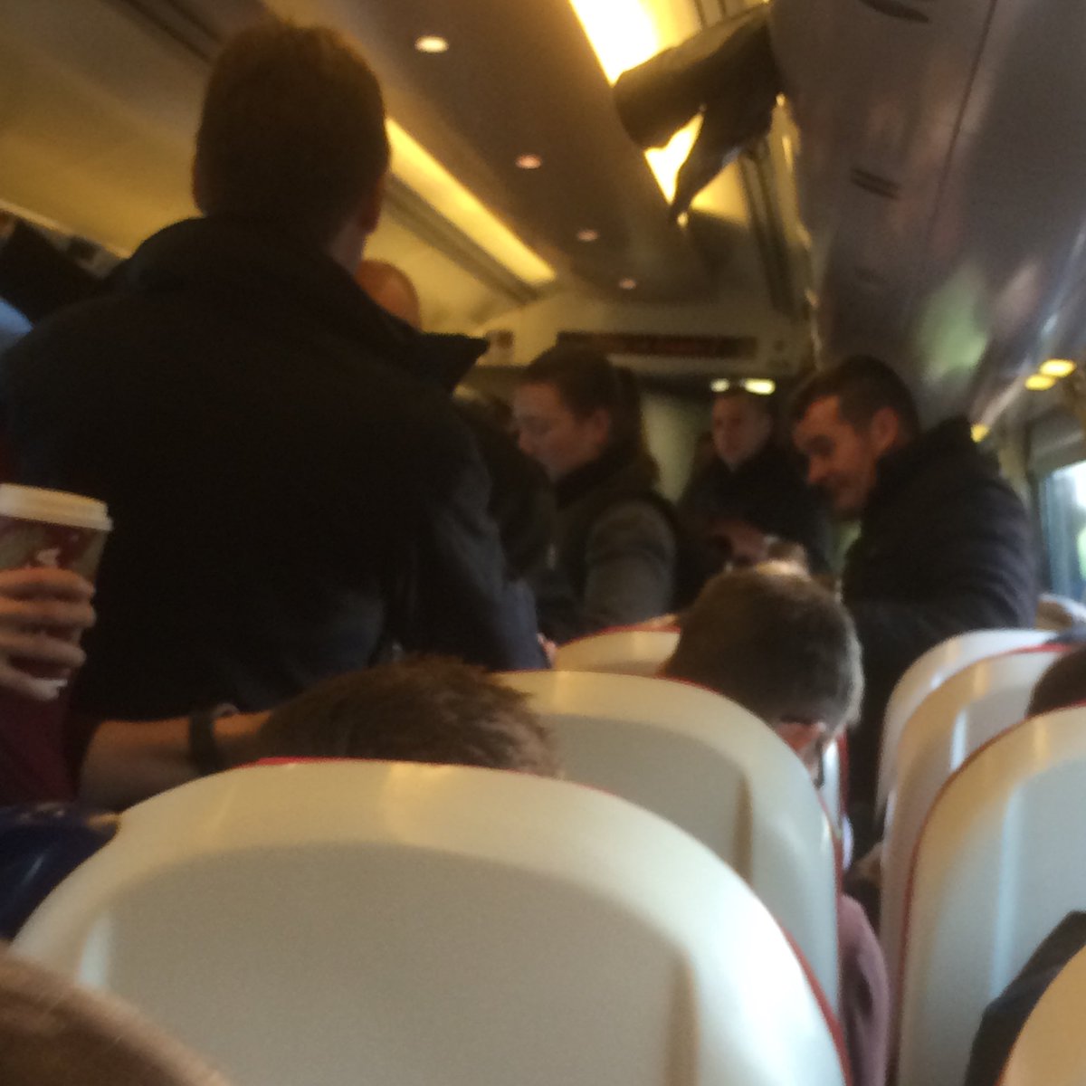 missd67's tweet photo. 08:58 Cross Country train to Edinburgh. Absolutely jam packed! People cramped in the aisles as unable to reserve a seat - even though we booked in October. £50 to stand for two hours! @JeremyCorbyn4PM  #sardines #crosscountry https://t.co/k9WZe6QD6w