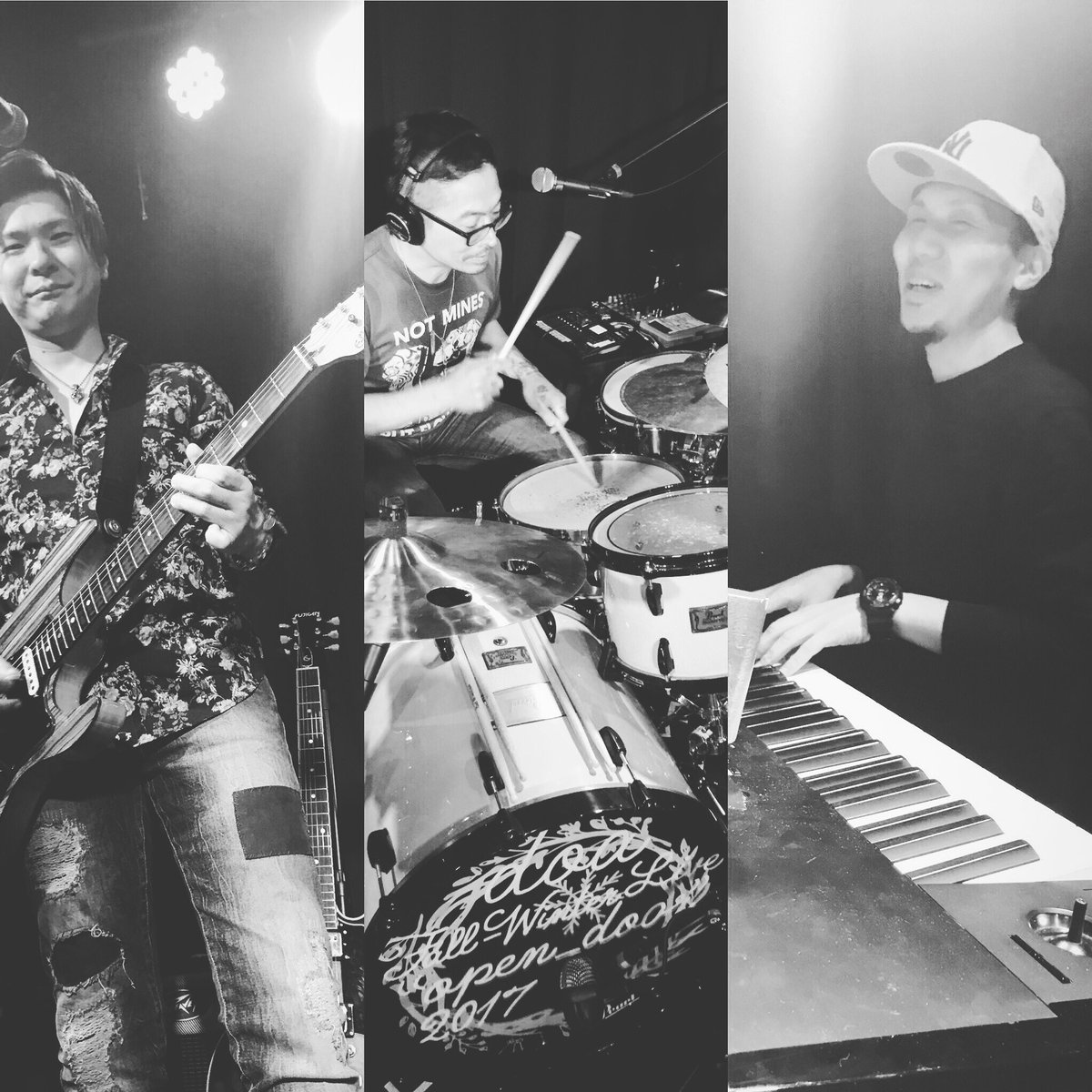 YoshimotoHiroki's tweet photo. #doa #FallWinterLive #OpenDoor 2017
大阪公演Day in 高槻❗️
📸Snap of support members from this #rehearsal 💡
Guitar #安部智樹
Drums #黒瀬蛙一
Keyboard #大楠雄蔵 https://t.co/CZ5VDBfLjc