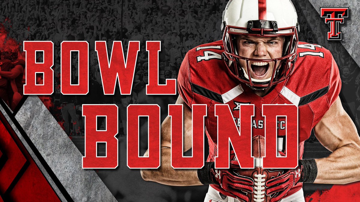 TexasTechFB's tweet photo. For the 38th time in school history, #TexasTech is heading to the postseason! Be on the lookout in the coming days for potential destination &amp; ticket info! #WreckEm https://t.co/zk7oMsceNv