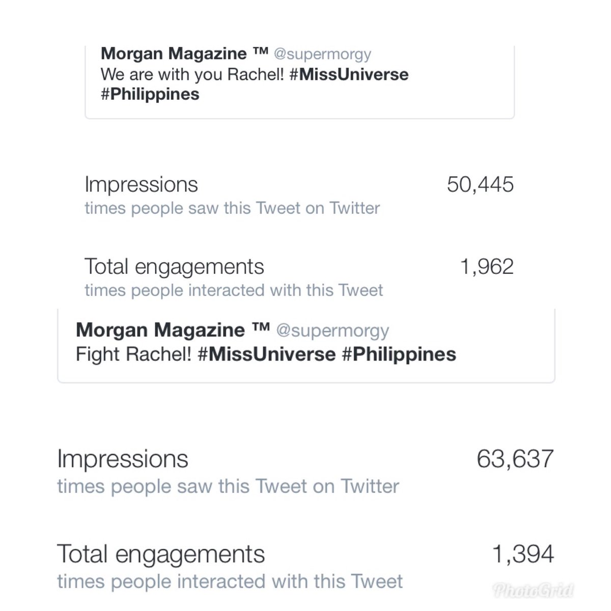 supermorgy's tweet photo. Over 100,000 impressions! Lets vote some more for #RachelPeters #MissUniverse #Philippines  Retweet this guys together as one nation! Wag kayong patalo sa Thailand! https://t.co/E9dfCoKMqv