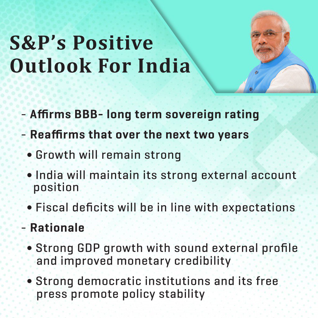 SuPriyoBabul's tweet image. After #Moody, even S&amp;amp;P has also acknowledged our PM @narendramodi Ji's hardwork and dedication towards the growth and development of our economy.