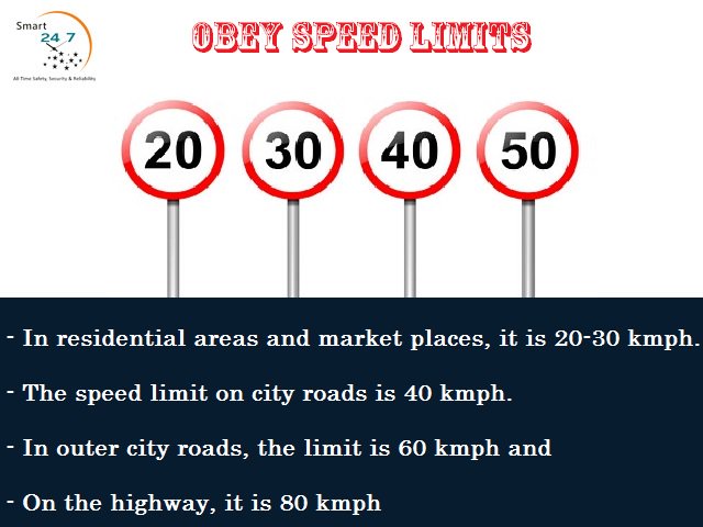 smart24x7's tweet photo. #SafetyTips #SpeedLimit

Obey Speed Limits

- In residential areas and market places, it is 20-30 kmph. 
- The speed limit on city roads is 40 kmph. 
- In outer city roads, the limit is 60 kmph and 
- On the highway, it is 80 kmph https://t.co/gRh98rzTwI