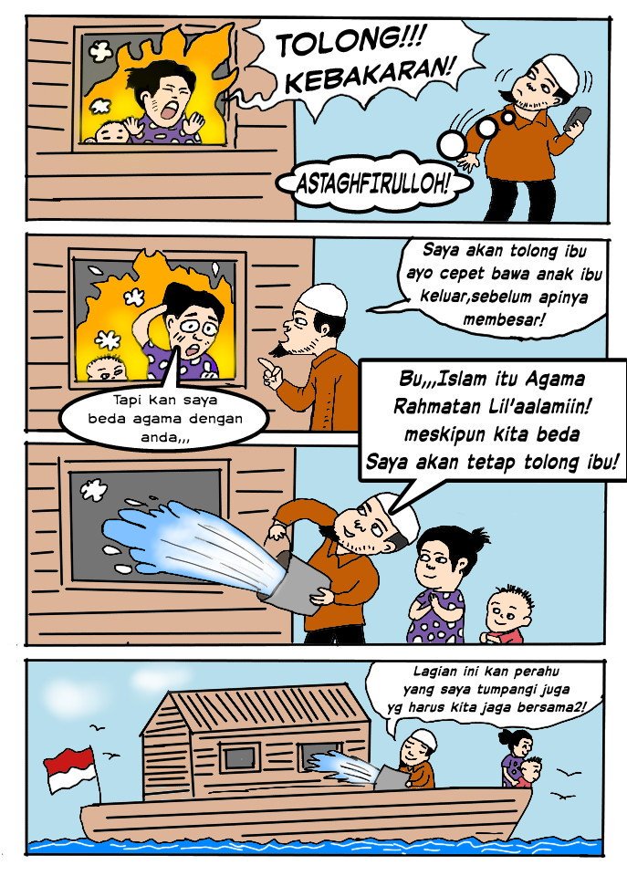 GUSDURians's tweet photo. Ada yang tahu, siapa yang bikin komik ini tuips? Pesan komik ini bagus banget loh tuips. "Beginilah muslim seharusnya". Yang setuju, silakan dirituit tuips.. https://t.co/QIyzrswzUu
