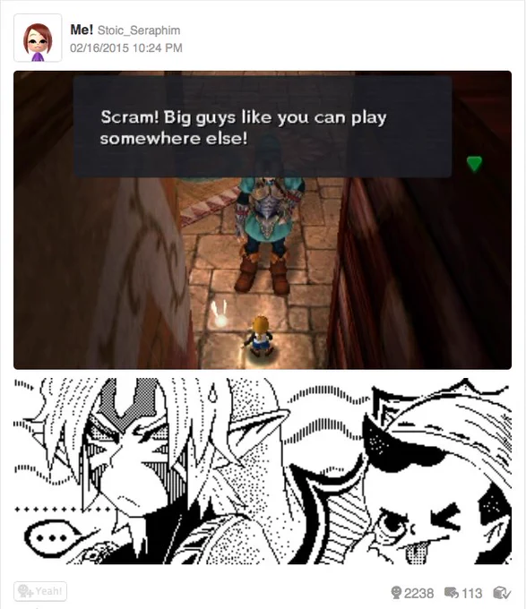 Miiverse memory of the day~ One of the things I loved about Majora's Mask was the Fierce Deity glitch~ It was so cool to see that the 3ds version still retained the glitch and that I could share it with everyone on #Miiverse~ ^w^) #MiiverseMemories 