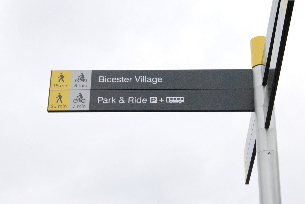 Cherwellcouncil's tweet photo. Pedestrians and cyclists taking advantage of Bicester’s new signage system could win a three-month leisure centre membership worth more than £100 by snapping a signpost selfie . https://t.co/I6RFRnjgES @HealthyBicester #signpostselfie https://t.co/0SiZ5ibezM