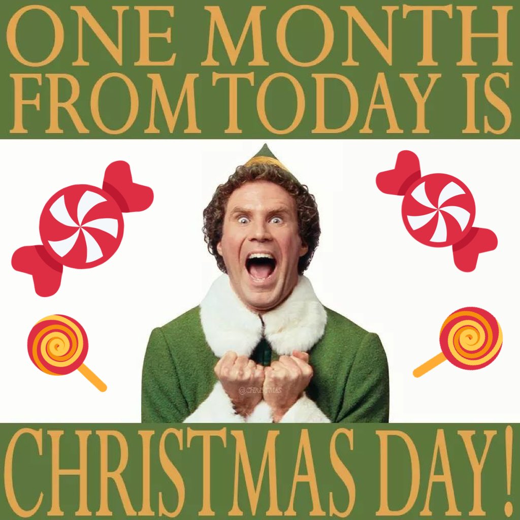 OfficialSanta's tweet photo. Today is officially...
⭐️🎁🎅🎄⭐️🎁🎅🎄
          1 MONTH 
TO CHRISTMAS DAY
⭐️🎁🎅🎄⭐️🎁🎅🎄
#1MonthToChristmas https://t.co/nsxm2nY1Zq