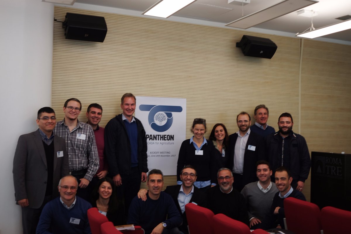 ProjectPantheon's tweet photo. The PANTHEON team at the kickoff meeting. The team consists of engineers with different expertise and agronomists from 4 research universities (Roma Tre, ULB, Trier, Tuscia) one technological company (Sigma Consulting) and the Ferrero group as end user. https://t.co/HKLA5DoGAd