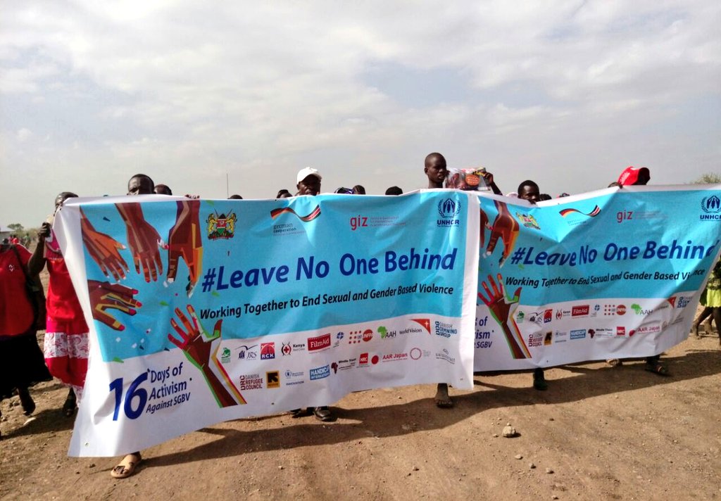 KenyaRedCross's tweet photo. Kenya #RedCross and partners launch #16days of activism against gender-based violence in Kalobeyei refugee settlement in Turkana, with the theme "#LeaveNoOneBehind " https://t.co/bEKnXYLyNE