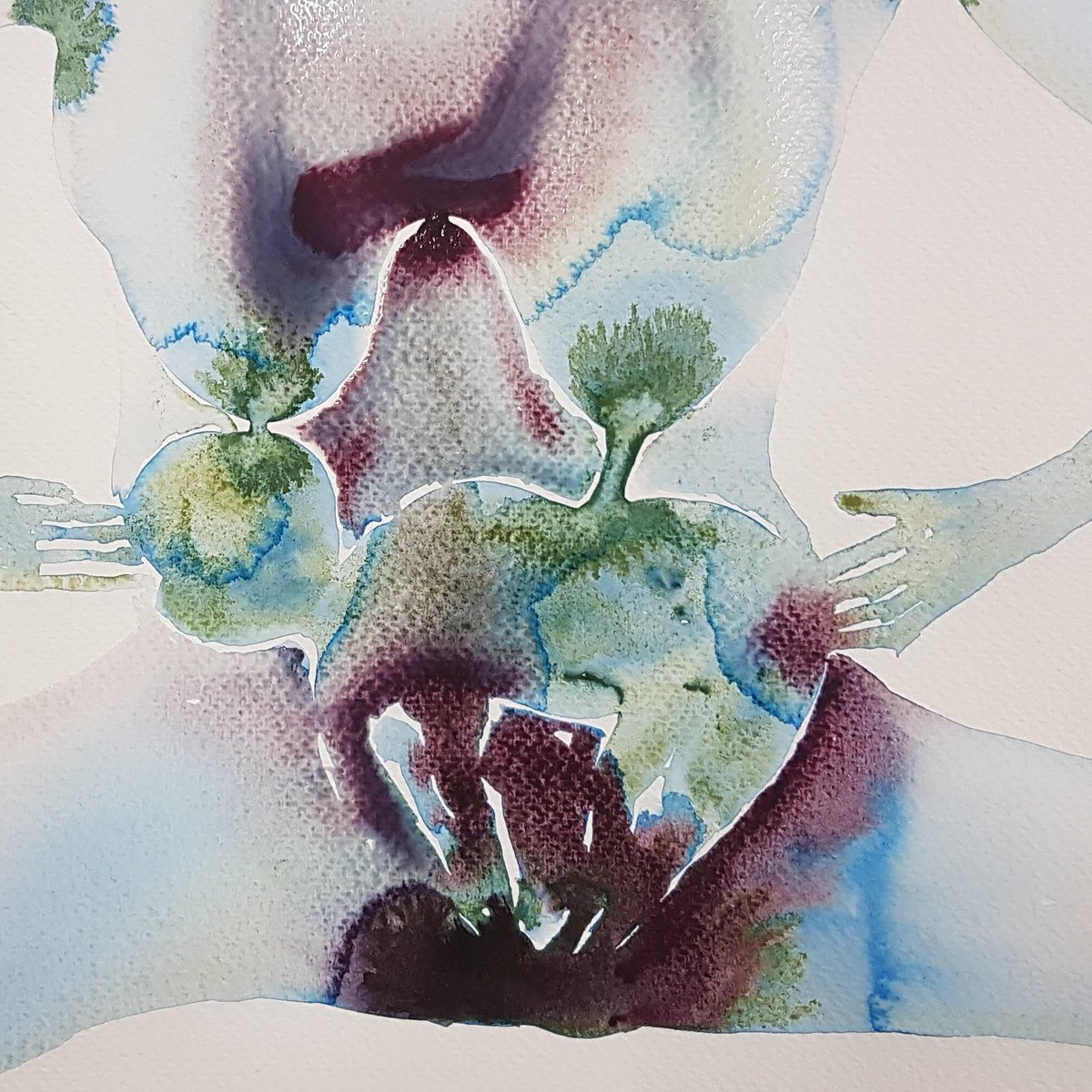 Katehorse's tweet photo. New work detail watercolour #artforsale #watercolour #artonpaper #foetus #matrixial https://t.co/LZPdVUduFC