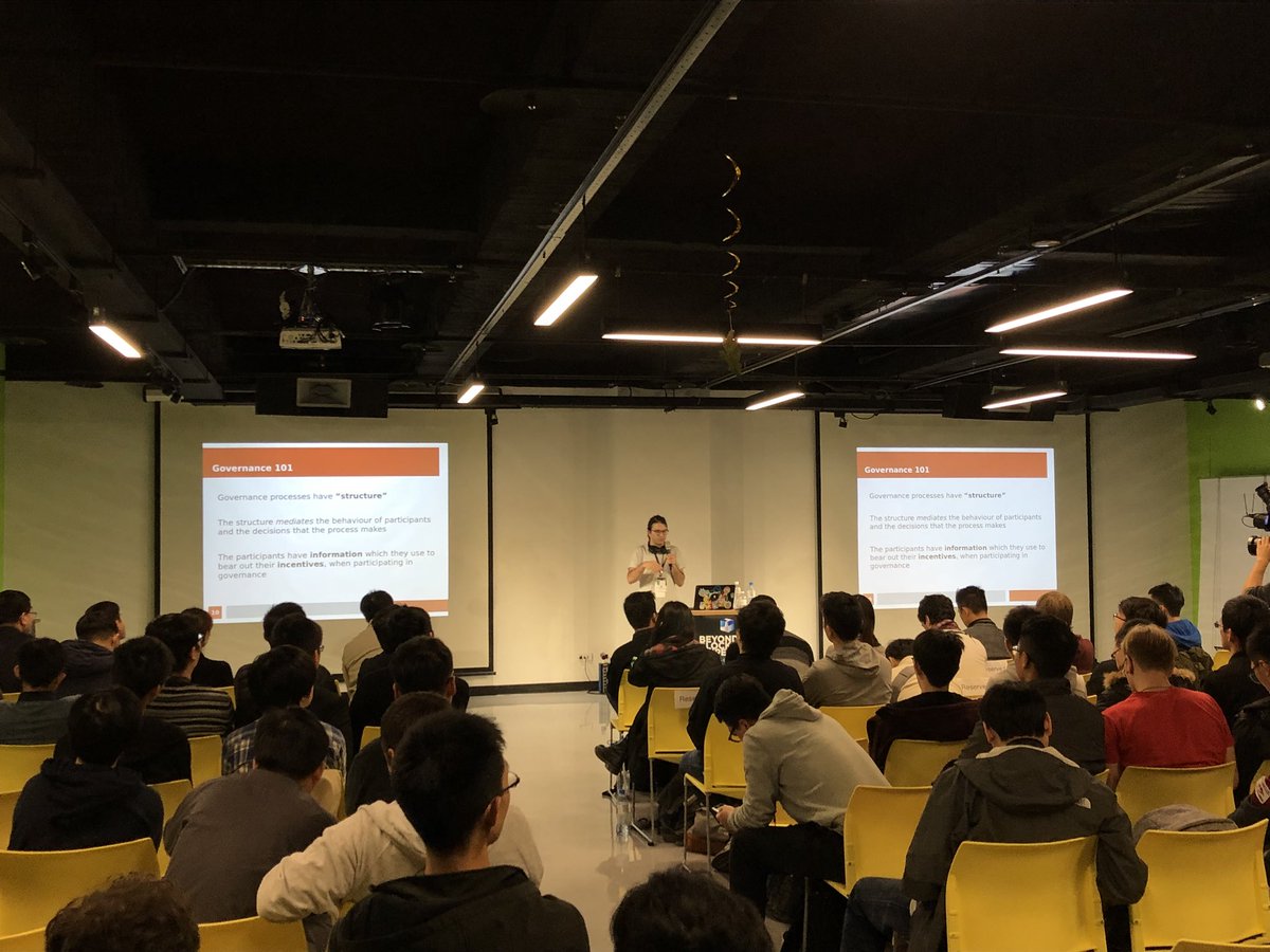 eth_taipei's tweet photo. @VladZamfir is sharing his insight about Blockchain Governance! 
#BeyondBlockTaipei https://t.co/WQgw6va8ND