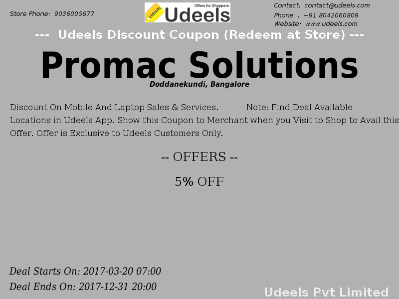 UdeelsBengaluru's tweet photo. 5% OFF | Discount on mobile and laptop sal | #PromacSolutions | #ComputersElectronics | #Doddanekundi | #Bangalore
https://t.co/iyP7PVwmGg https://t.co/r7KaGzpPxL