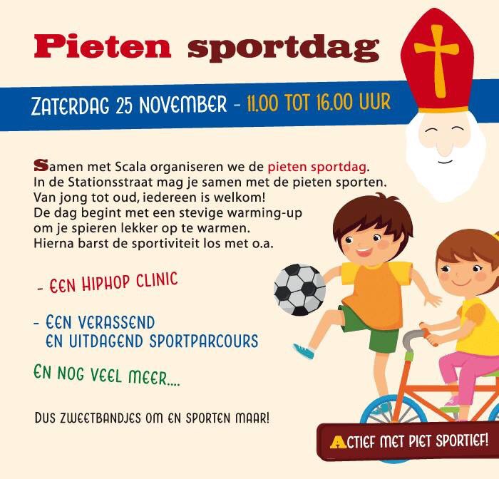 Vandaag van 11.00 - 16.00 uur Pieten Sportdag in Oosterwolde. Tot straks!