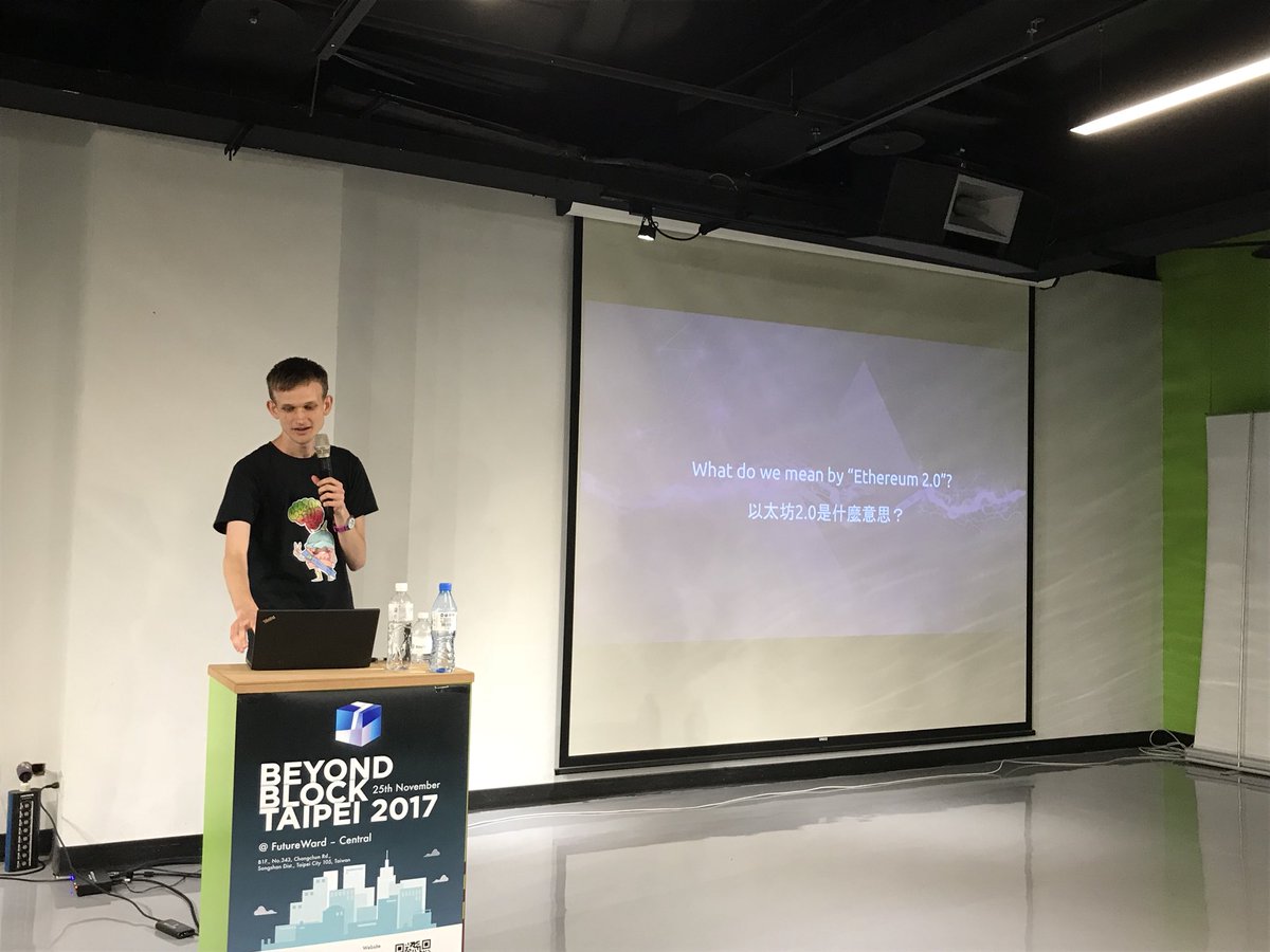 lrettig's tweet photo. @VitalikButerin on #ethereum 2.0 at #BeyondBlockTaipei: "the ethereum or China is ethereum, the ethereum of Taiwan is ethereum" https://t.co/34BtnAq2EQ
