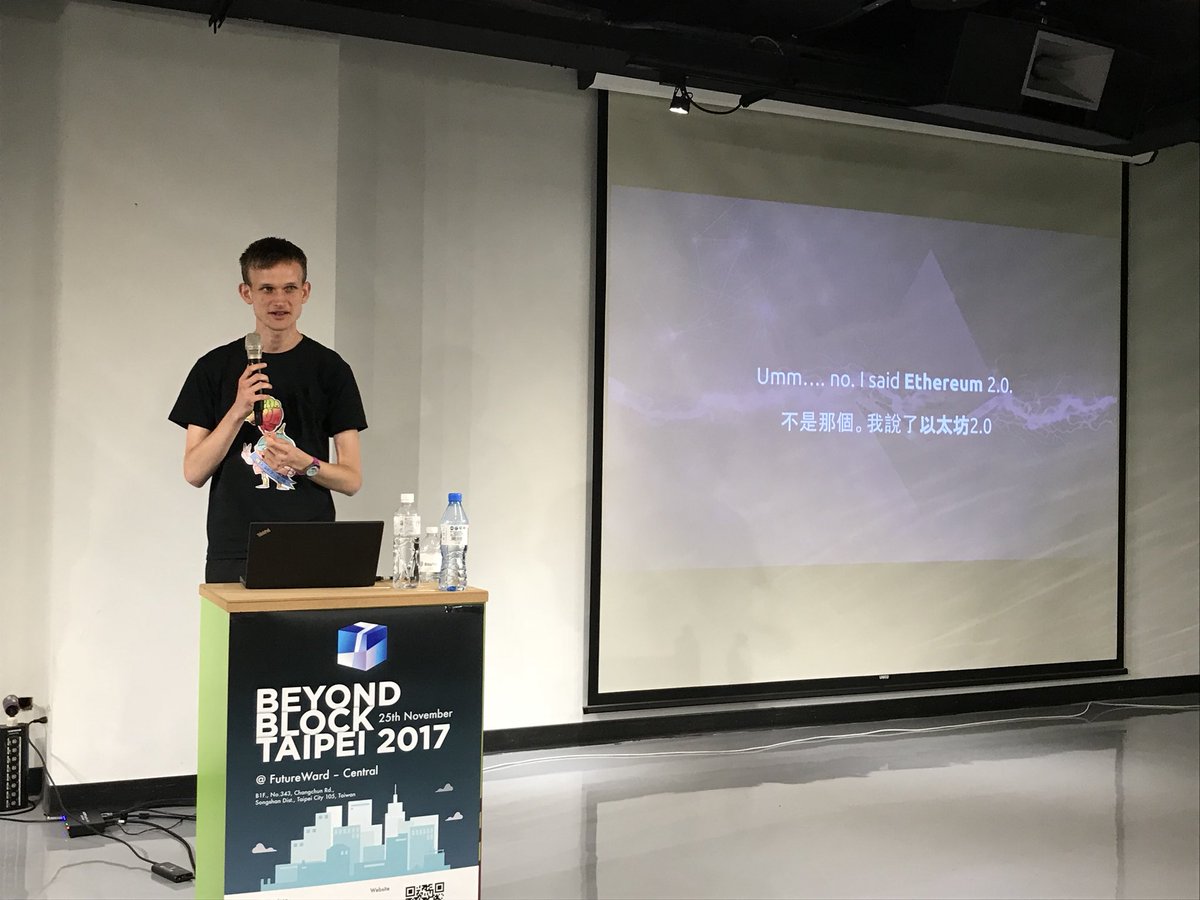 lrettig's tweet photo. @VitalikButerin on #ethereum 2.0 at #BeyondBlockTaipei: "the ethereum or China is ethereum, the ethereum of Taiwan is ethereum" https://t.co/34BtnAq2EQ