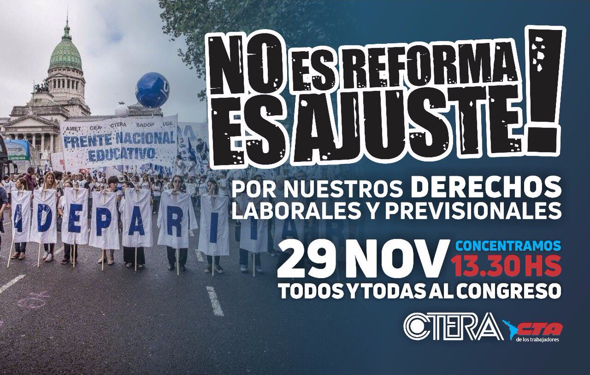 Este miércoles  todxs al Congreso #NoEsReformaEsAjuste