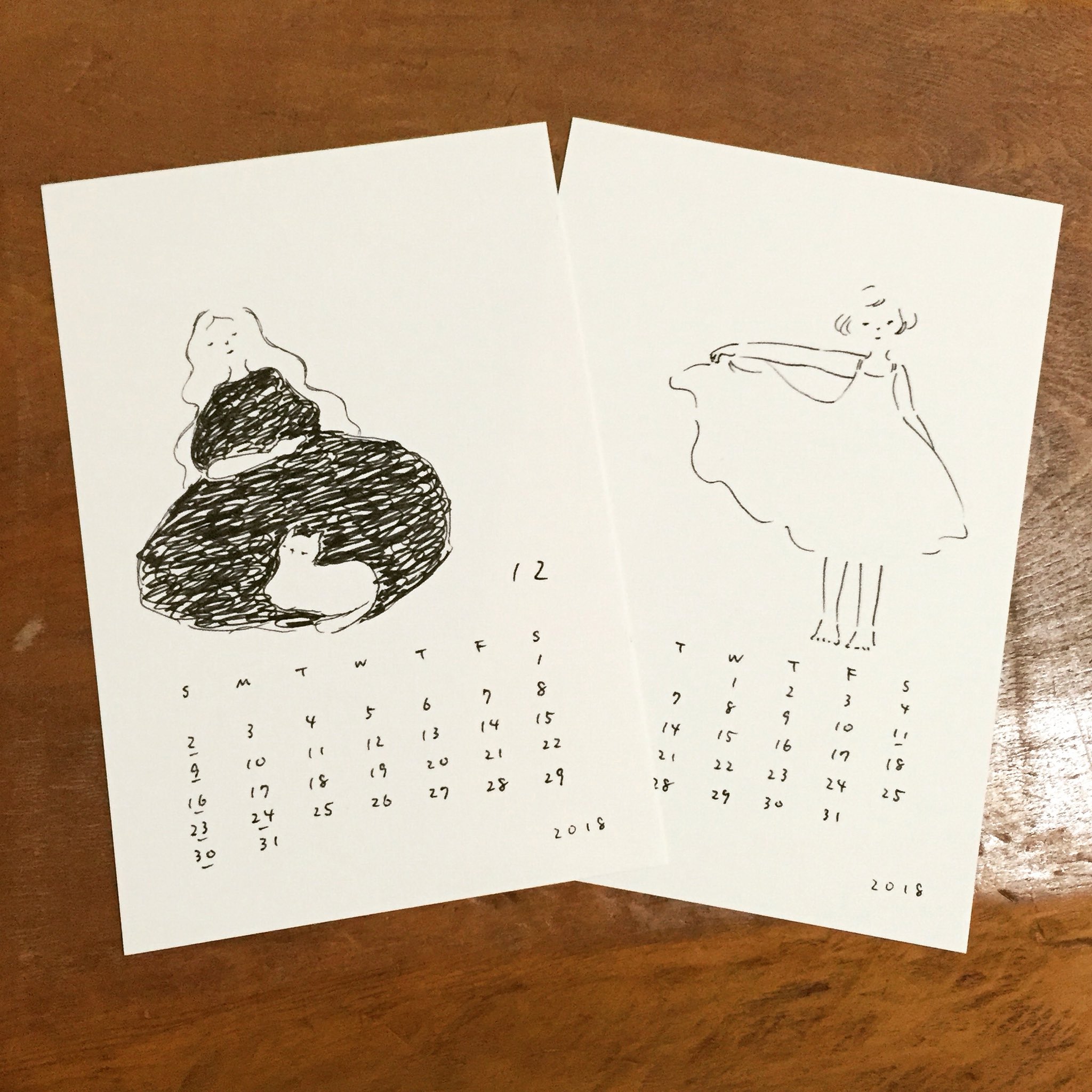つきぞえなお 今回のカレンダー ポストカードサイズ 12枚 表紙 表紙はカードとして使えます 絵は描きためていたものから選びました T Co Jw9xzulswd Twitter