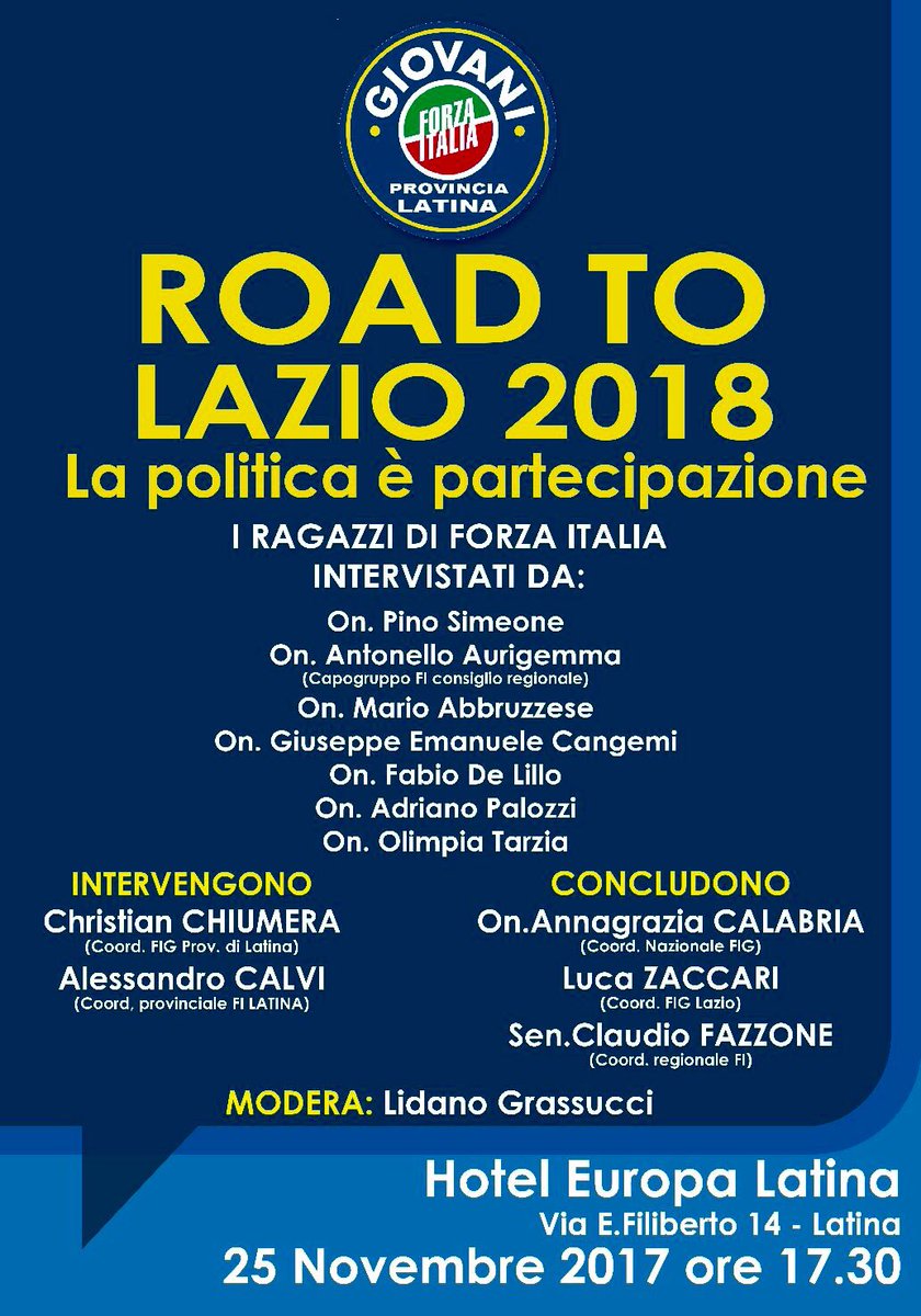 fi_giovani's tweet photo. #WeAzzurro anche a #Brescia,#Latina con @AngieCalabria X #RoadToLazio2018, #Padova a #StatiGeneraliAmministratoriVeneto e   #Fermo con conferenza stampa del #neodirettivo!#NonCiFermiamoMai! @berlusconi @forza_italia @GruppoFICamera @Fi_Pdl_Senato https://t.co/yqzOtAijD0