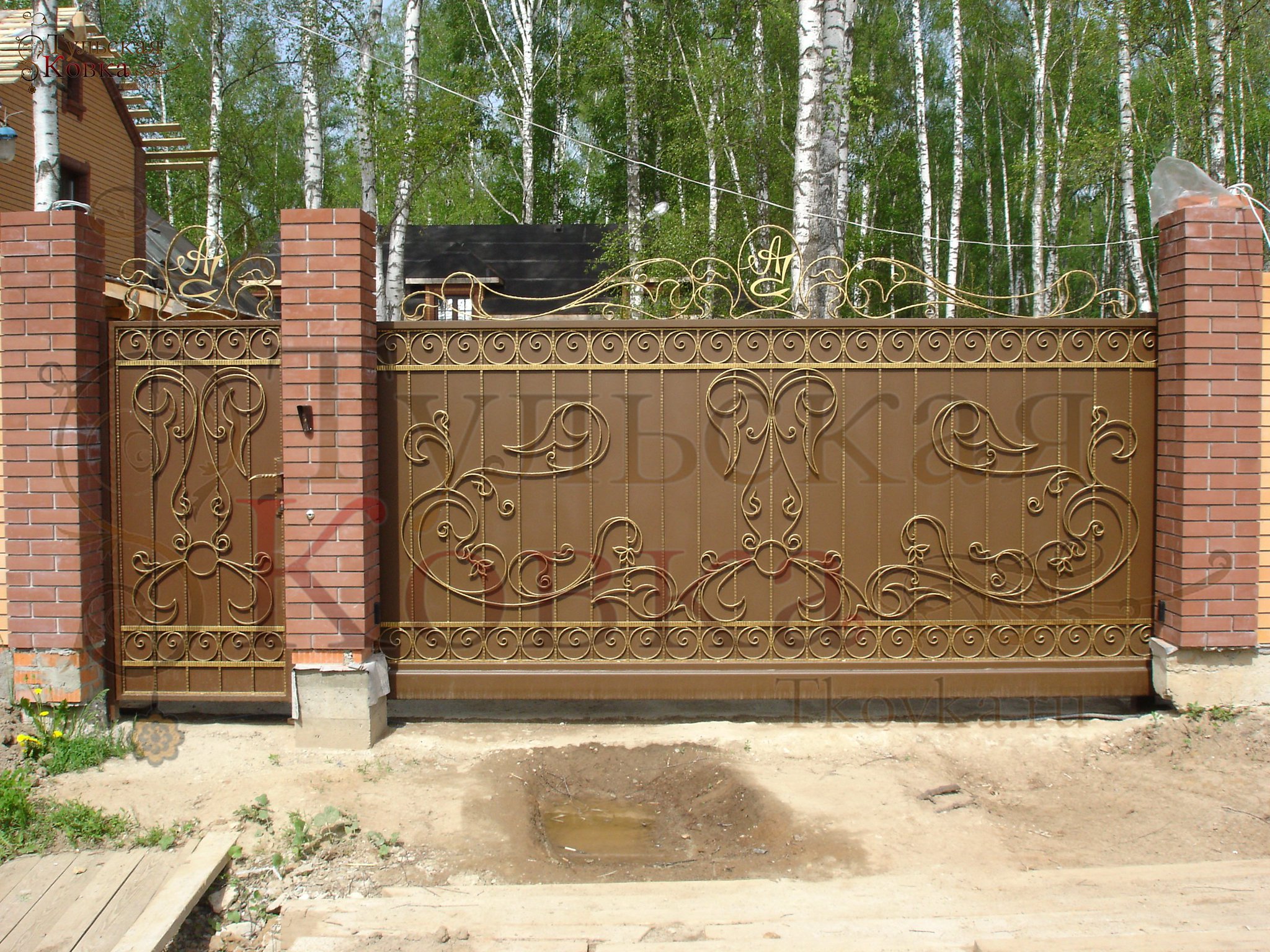 Резные откатные ворота Фотогалерея