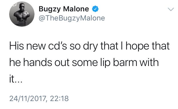 mammamiafan2007's tweet photo. We think this is beef again is it @TheBugzyMalone #grimebeef https://t.co/jBhf19p3Bd