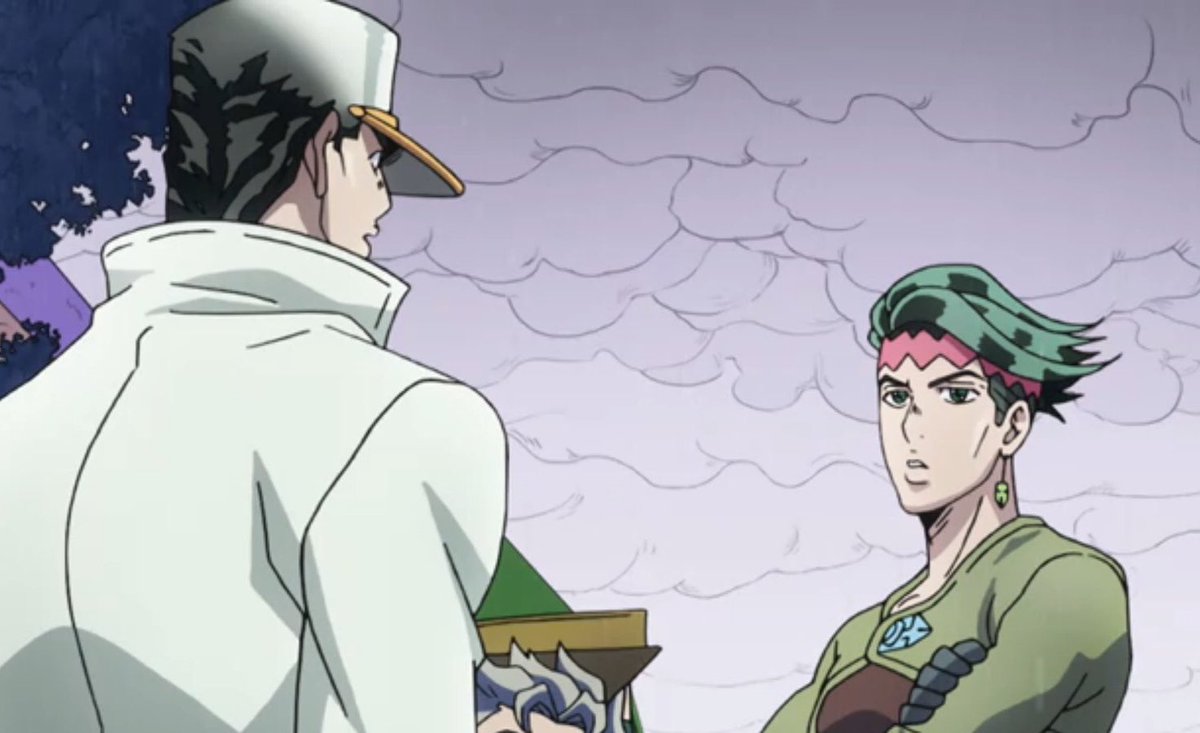 RTyourKishibe's tweet photo. Rohan Kishibe (dissociating while listening to Jotaro) https://t.co/tcEVaUVedg